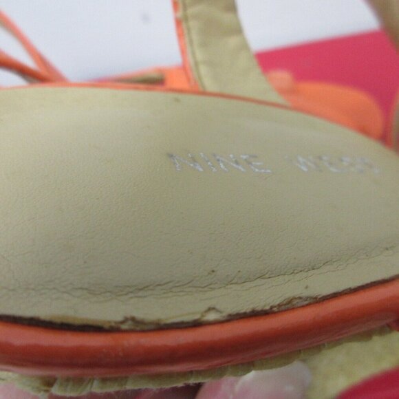 Nine West Wedge Strappy Sandals Women 7 Coral Slingback High Heels Party y2k 496 - Picture 12 of 13